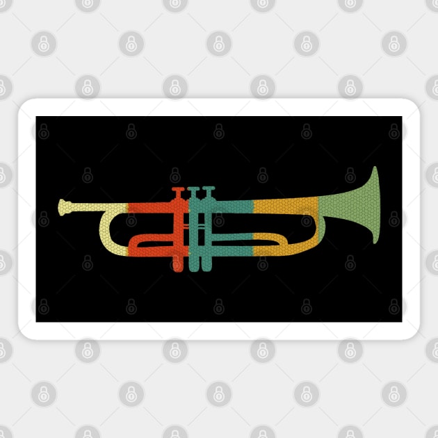 Trumpet colorful mosaic gift musician concert Magnet by Littlelimehead